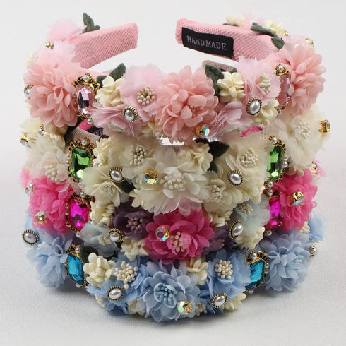 Luxury Handmade Crystal Stone Pearl Flower Headbands, Hair Accessories for Women, Wedding Hairband