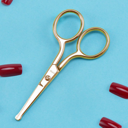 LIVINGO Professional Nose Hair Scissors - Multi-purpose Stainless Steel Rounded Tip Straight Blade, Facial Hair Beard