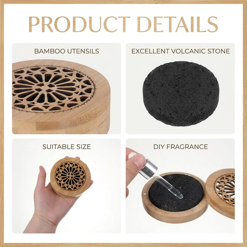 Xelsluthe Set Passive Essential Oil Diffuser Stone, Small Lava Rock Diffuser Aromatherapy Stone for Desk Office Home