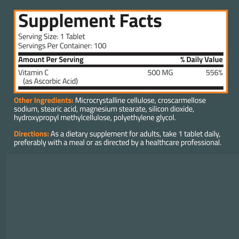 Bronson Vitamin C 500 MG | Supports Immune System & Antioxidant Protection | Non-GMO, 100 Vegetarian Tablets