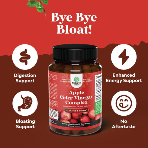 Slimming 60 Count Cleansing Apple Cider Vinegar Capsules - ACV Cleanse and Detox Pills for Gut and Digestive Health