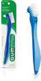 GUM Denture Brush - Dual Headed Hard Bristle Toothbrush for Dentures & Acrylic Retainers, Dentist Recommended Cleaner