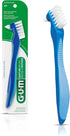 GUM Denture Brush - Dual Headed Hard Bristle Toothbrush for Dentures & Acrylic Retainers, Dentist Recommended Cleaner
