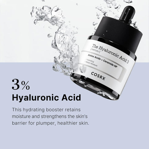 COSRX Pure Sodium Hyaluronic Acid 3% Serum, Hydration & Moisture Boosting Facial Serum for Fine Lines & Wrinkles, Plump & Repair Dry Skin, 0.67fl.oz/20ml, No Artificial Fragrance, Korean Skincare