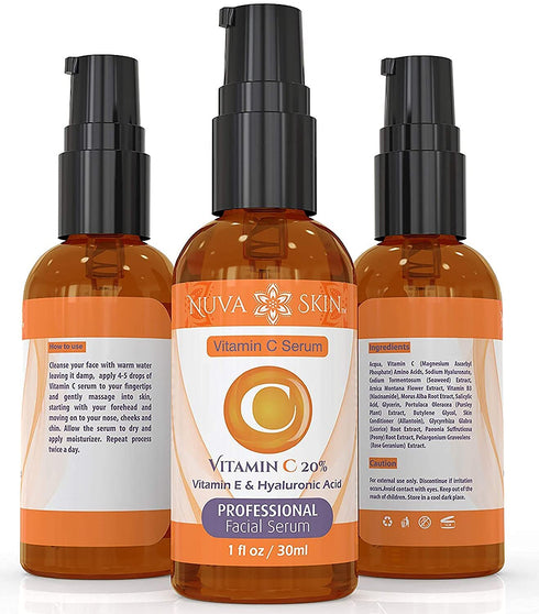 Vitamin C Serum for Face - Anti Aging Brightening Serum with Hyaluronic Acid, Facial Serum for Collagen Production &