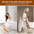 13.8in, Boulphia Shower Foot Rest Bamboo Shower Stool for Shaving Legs, Waterproof Corner Shower Stool with Storage