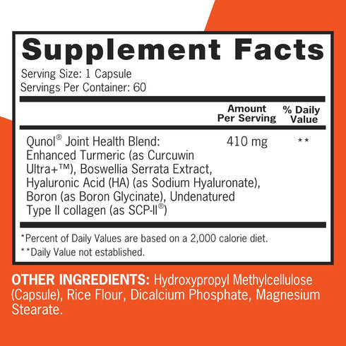 Qunol 5-in-1 Joint Support Supplement - Fast Acting One Pill Dose for Healthy Inflammation Response, 60 Count