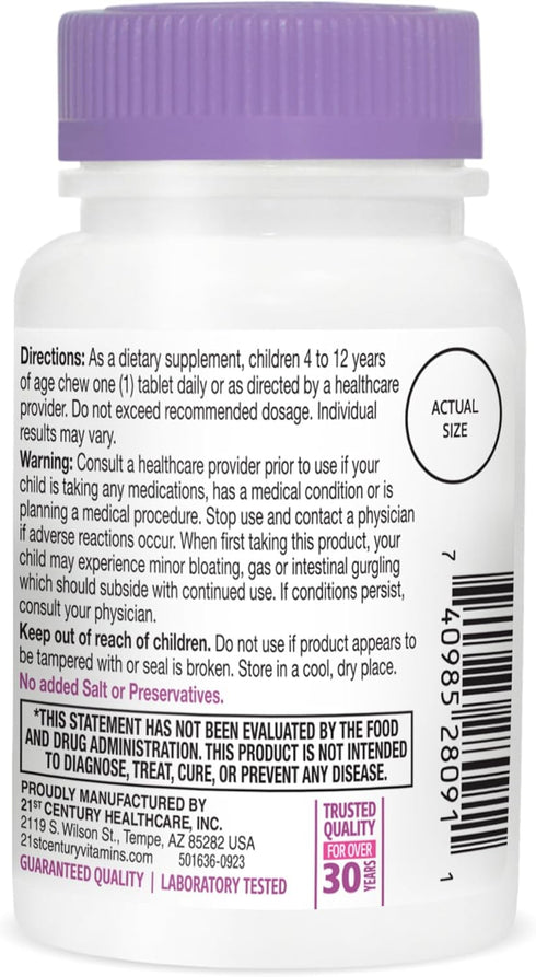 21st Century Zoo Friends Probiotic Chewable - 30 Count, Fruit Punch Flavors for Kids