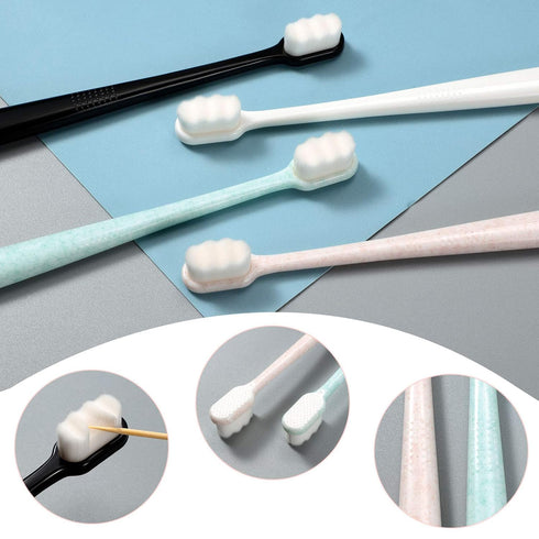 4 Pieces Extra Soft Toothbrushes for Sensitive Gums, 20000 Micro Nano Bristle, Protect Fragile Gums, Black, White,