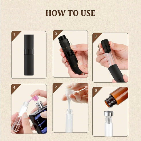 LISAPACK 8ml Stripe Perfume Atomizer Spray Bottle, 3pcs Travel Cologne Sprayer (Black, Silver, Blue)
