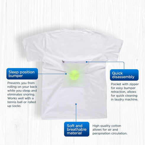 Stop Snoring T-Shirt - Snore Stopper, Comfortable Snoring Aid Recommended for Back Snorers, Guide to Snoring Ebook