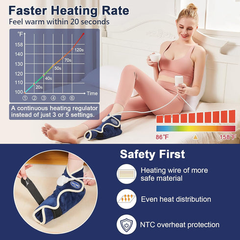 JOBYNA Ankle/Toe/Foot Warmer, Full Coverage Heated Foot Wrap, Electric Heating Pad for Pain Relief