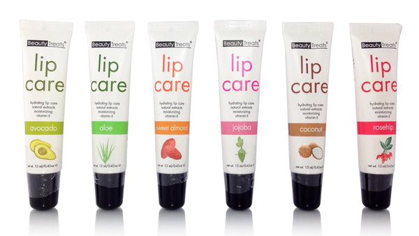 Hydrating Lip Care Set of 6 Flavors with Natural Extracts and Moisturizing Vitamin E