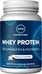 MRM Nutrition Whey Protein | Vanilla Flavored | 18g Protein with Probiotics, Digestive Enzymes & BCAAs, 33 Servings