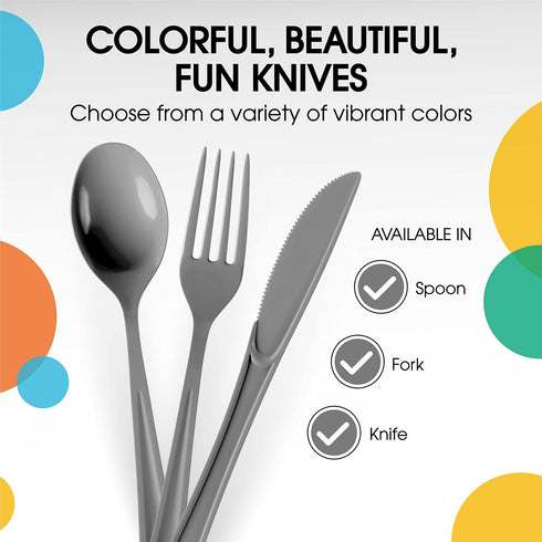 Disposable Silver Plastic Forks, 100 Pcs Heavy Duty Silver Plastic Cutlery, Exquisite Disposable Flatware