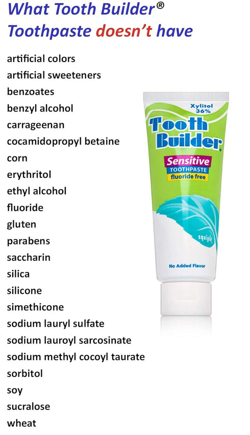 Squigle Tooth Builder SLS Free Toothpaste, Stops Tooth Sensitivity, Prevents Canker Sores, 4 Pack