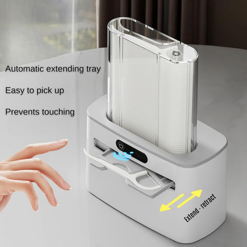 Smart Touchless Floss Pick Dispenser with Sensor - Refillable and Rechargeable, 100 Picks, Hygienic Holder