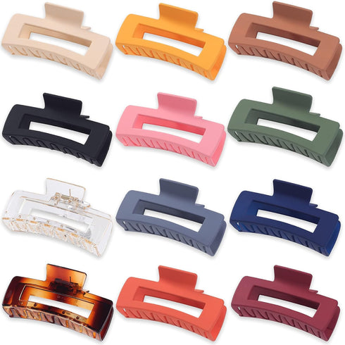 Sisiaipu 12 Pcs Large Hair Accessories, Jumbo Square Jaw Clips for Thick Hair, Bulk Clips for Women