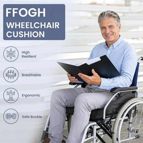 (18"x16"x3") Tailbone, Wheelchair Seat Cushion with Honeycomb Message Dots & High Resilient Foam - for Sciatica, Coccyx