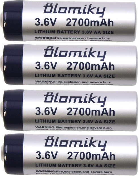 Blomiky 4 Pack 3.6V 2700mAh ER14505 Lithium AA Size Li-SOCL2 Battery for Smart Electronic Sensors