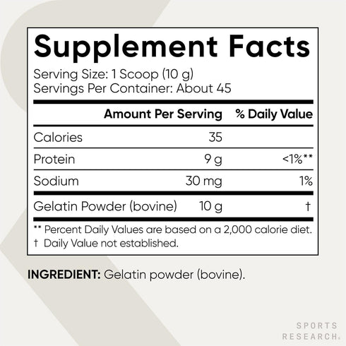 Sports Research Gelatin Collagen Cooking Powder, Non-GMO, Keto Friendly, Great for Cooking & Baking, Sourced from