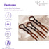 Parcelona Large 3 1/2" Brown Tortoise Shell Wavy Crink U Shaped Chignon Hair Pins Set of 3 Made in France for Women and