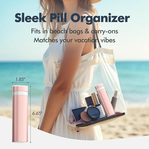 with Leak-Proof Slide Lock | Portable Pill Case for Vitamins & Medications | Large Capacity Weekly Pill Box
