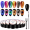 MEET ACROSS 9D Cat Eye Gel Nail Polish Set - Chameleon Magnetic Gel Soak Off UV LED 7 Color Gel with Brush
