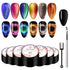 MEET ACROSS 9D Cat Eye Gel Nail Polish Set - Chameleon Magnetic Gel Soak Off UV LED 7 Color Gel with Brush