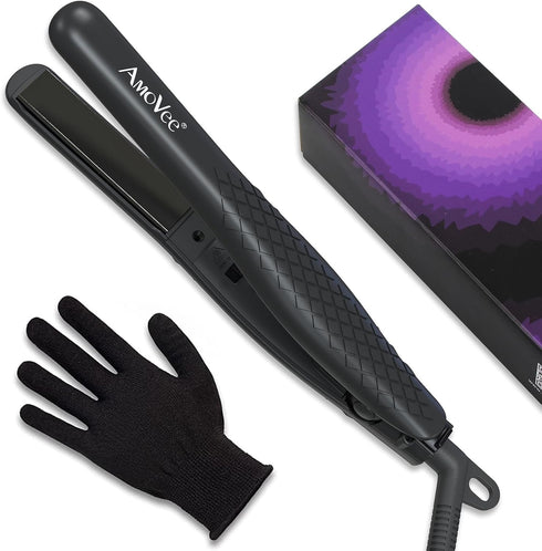 Mini Flat Iron, 0.7 Inch Mini Hair Straightener for Short Hair, Curls Bangs, Dual Voltage Travel Hair Straightener