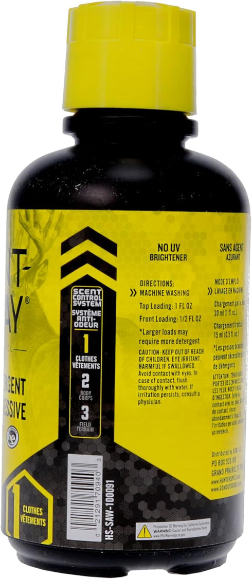 Scent Eliminator Laundry Detergent, Hunters Specialties Scent-A-Way MAX, Unscented Formula, 18 OZ Bottle for Hunting