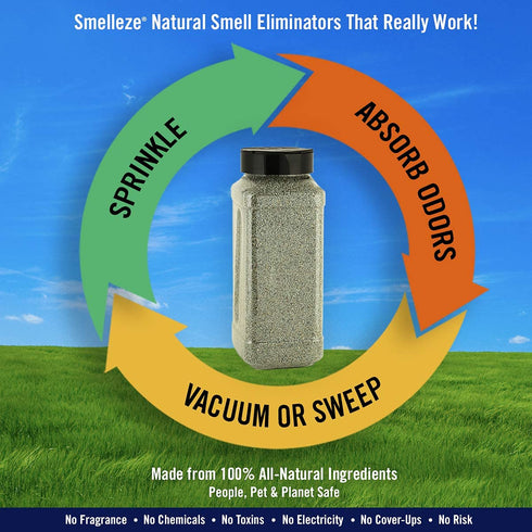 SMELLEZE Natural Urine Smell Removal Deodorizer - 2 lb. Granules, Stops Urine Stench Effectively