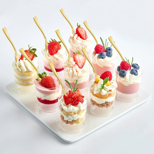 Kucoele 100 Pack Gold Mini Plastic Spoons - 4 Inch Heavy Duty Disposable Small Dessert Spoons