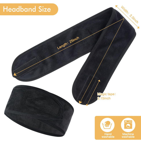 SINLAND Ultra Soft Adjustable Headband for Women, Makeup Hair Band with Magic Tape