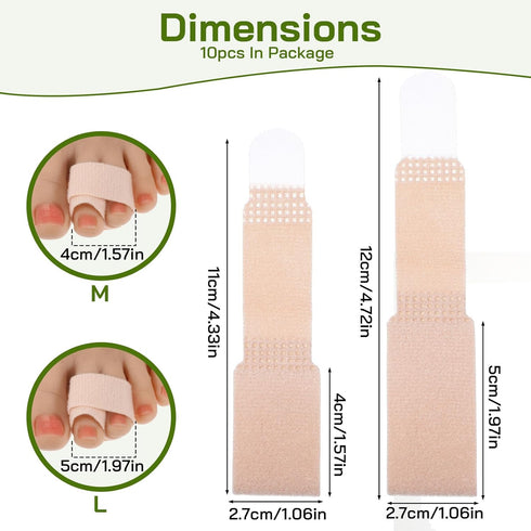 Wanmu 10 Hammer 5L+5M Pcs Toe Corrector, Reusable Toe Straightener Wraps, Adjustable Broken Toes Protectors Taped