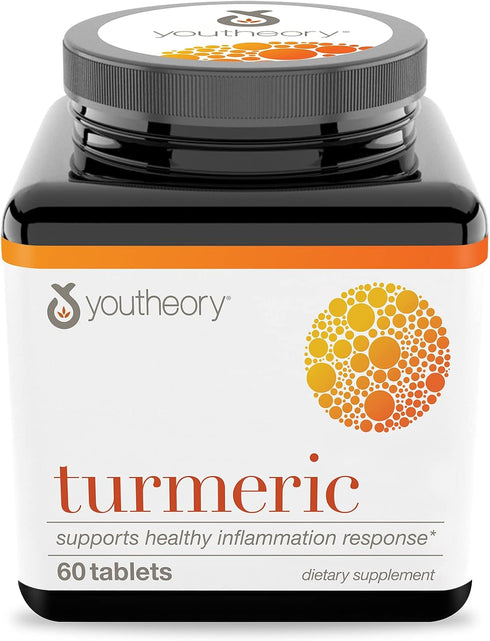 Youtheory Turmeric Curcumin Supplement with Black Pepper BioPerine | 60 Tablets | Antioxidant Properties