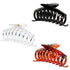 Polycarbonate Large Hair Claw Clips for Women, 3 Counts in Set of Black/Tortoise Shell Brown/Clear Resin, 4.3 inch in