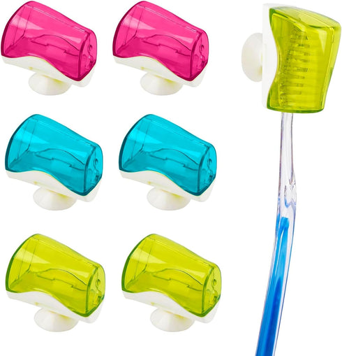 Framendino 6 Pack Toothbrush Head Covers, Caps Holder Case Protector Box with Suction Cup for Bathroom Travel