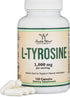 L-Tyrosine 1,000mg per Serving, 120 Veggie Capsules (Amino Acid Supplement for Memory, Attention, Focus) by Double Wood