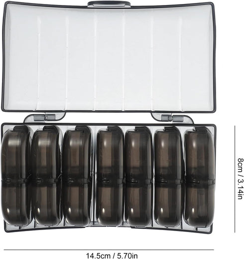 IMUSINICE 7-Day 3 Weekly Portable Pill Organizer Box, Medicine Holder with Meals Compartments, Travel-Friendly Black