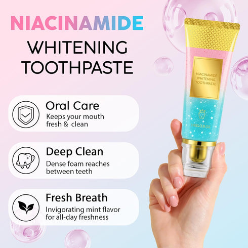 WeiWeiLa 100g Niacinamide Whitening Toothpaste - Niacinamides Toothpaste Stain Removal, Gentle on Sensitive Teeth