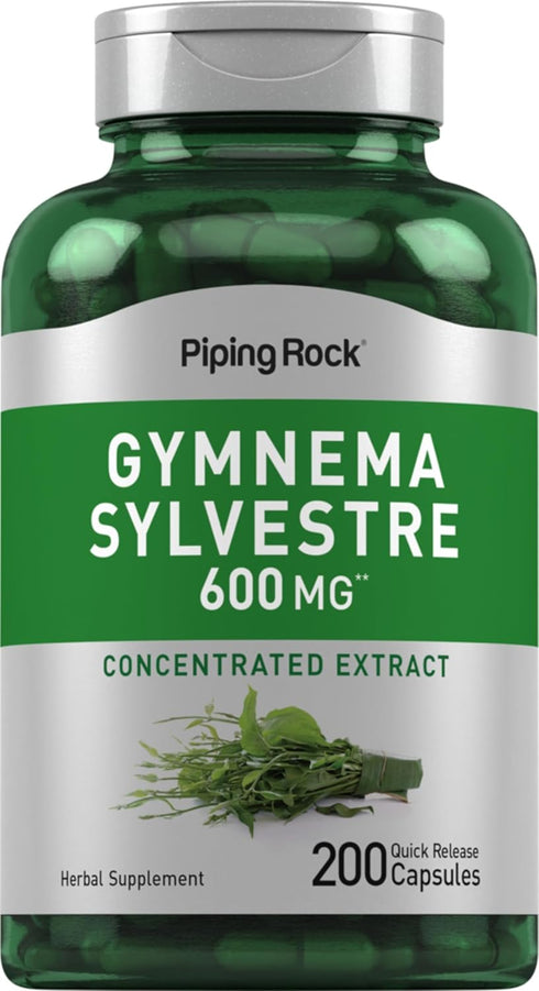 Piping Rock Gymnema Sylvestre Supplements 600 mg | 200 Capsules | Non-GMO, Gluten Free, Concentrated Herbal Extract