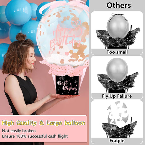 Set, Upgraded Birthday Money Box for Cash Gift Pull, Funny Pull Money Balloon Box Happy Birthday Surprise Birthday
