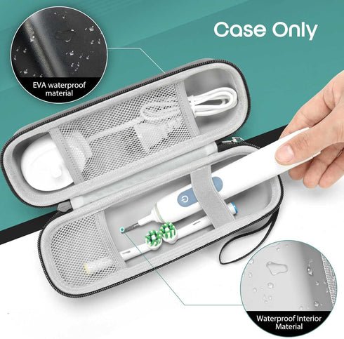 Toothbrush Travel Case Compatible with Oral-B Pro 1000 3000 5000 7000 7500 9600, Black/Gray