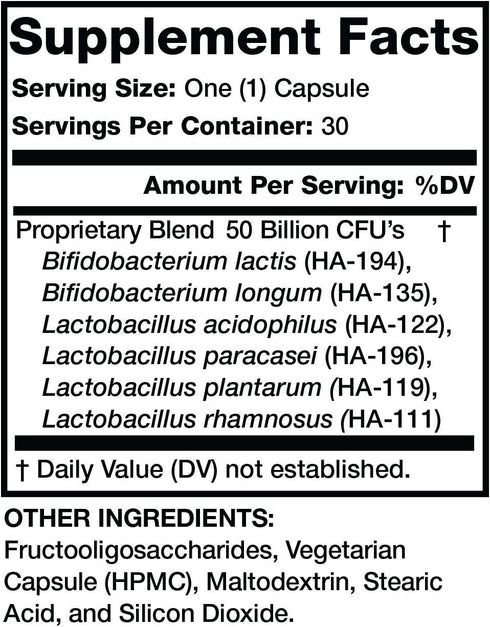 Olympian Labs Extra Strength Prebiotic and Probiotic Supplement, 50 Billion Live Cultures, 30 Vegetarian Capsules