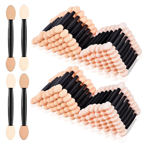 MORGLES 150Pcs Eyeshadow Applicators, Double Sided Eye Makeup Applicators Short Sponge Sticks with Box, Black