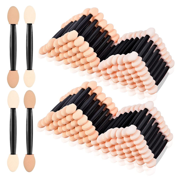 MORGLES 150Pcs Eyeshadow Applicators, Double Sided Eye Makeup Applicators Short Sponge Sticks with Box, Black