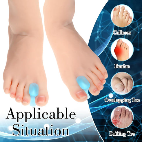 12Pcs Gel Toe Separators, Soft Toe Spacers for Pain Relief, Corrector for Overlapping Toes, White (8L+4S) (Blue)