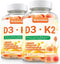 Wiszeen Vitamin D3 K2 Gummies, Vitamin D3 10000 IU & K2 (MK-7) 200