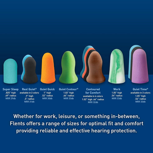 Flents Protechs Foam Ear Plugs, 50 Pair, NRR 33, Noise Cancelling, Purple, Made in the USA